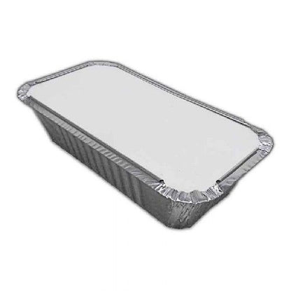 Food Packaging Direct No6a heavy-duty aluminium foil takeaway container base with a sturdy, stackable design.