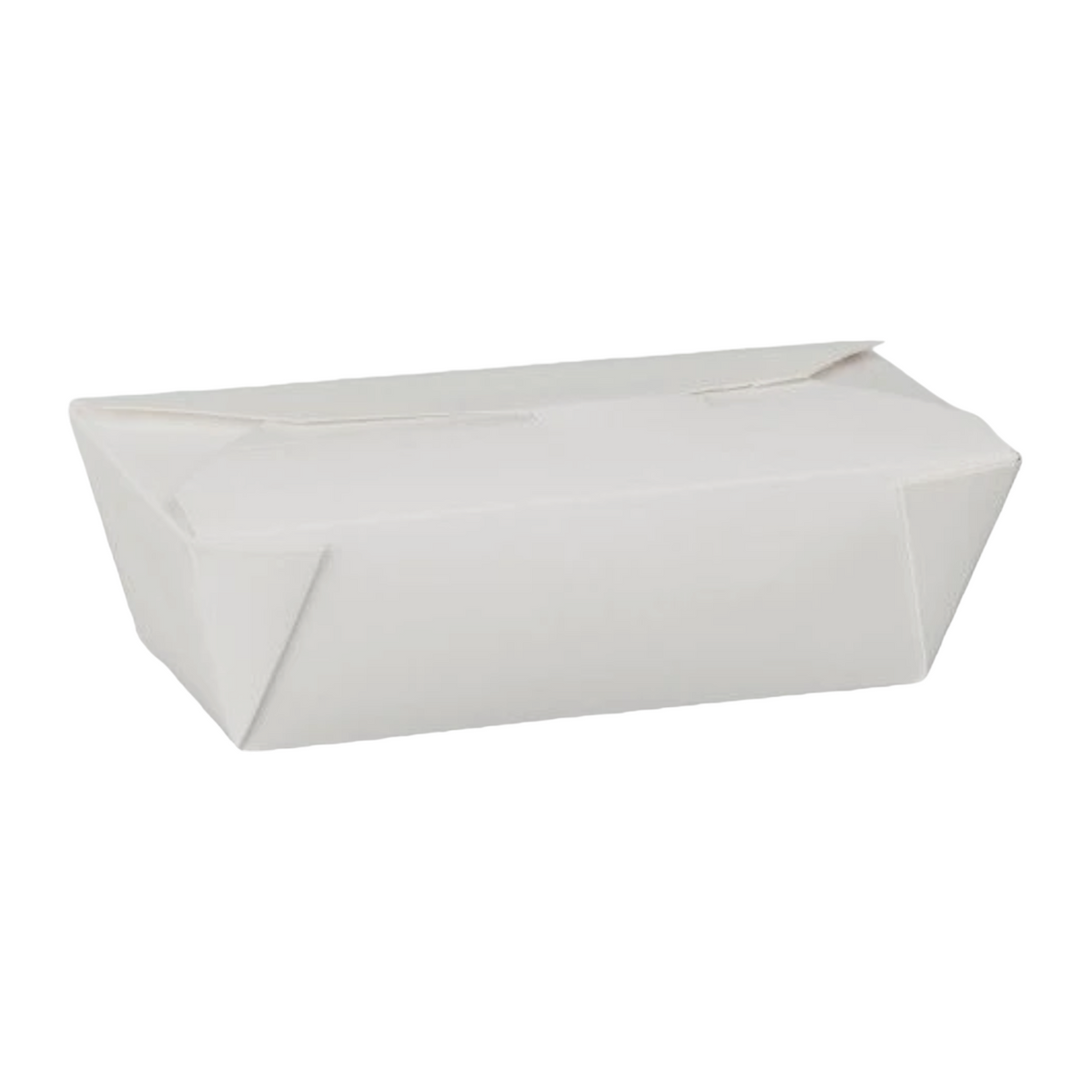 Food Packaging Direct no6a white compostable leakproof cardboard food container with a secure foldable interlock lid