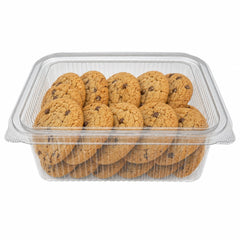 Food Packaging Direct rectangular clear plastic hinged container filled with chocolate chip cookies