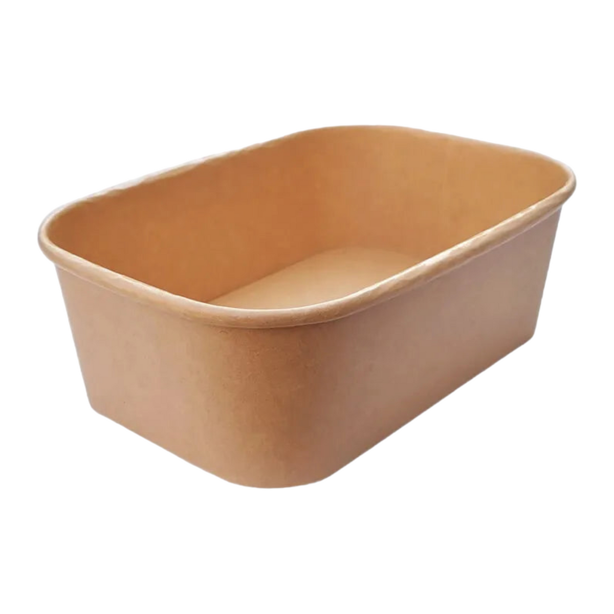 Food Packaging Direct rectangular kraft paper food bowl with PE lining for hot or cold takeaway meals
