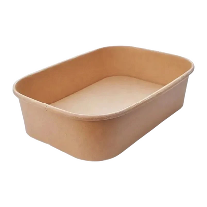Food Packaging Direct rectangular kraft paper food container with PE lining for hot and cold take-away meals