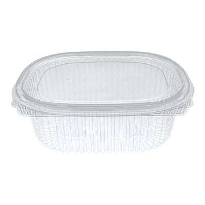 Food Packaging Direct Rhino clear plastic hinged container with a ribbed structure for food display and take-out