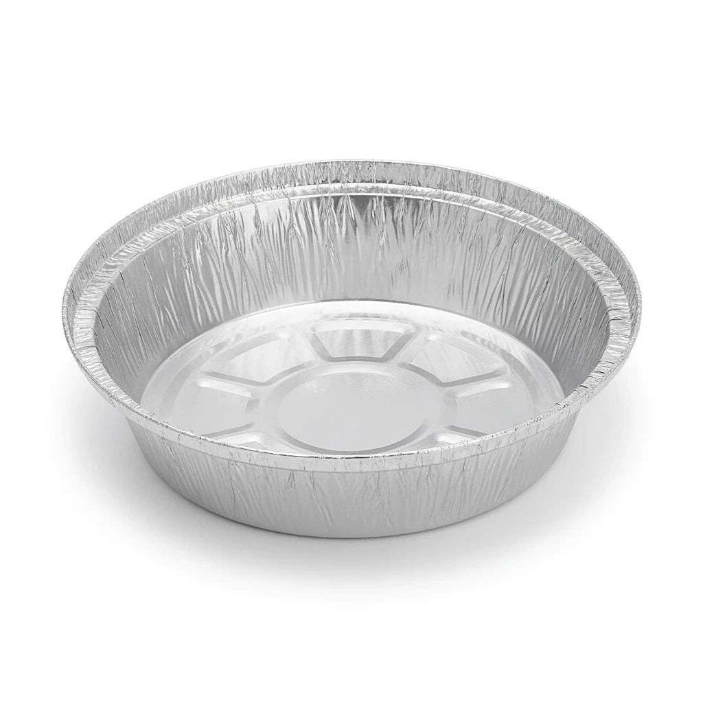 Food Packaging Direct No12 7-inch round aluminium foil container base for takeaway meals and oven use