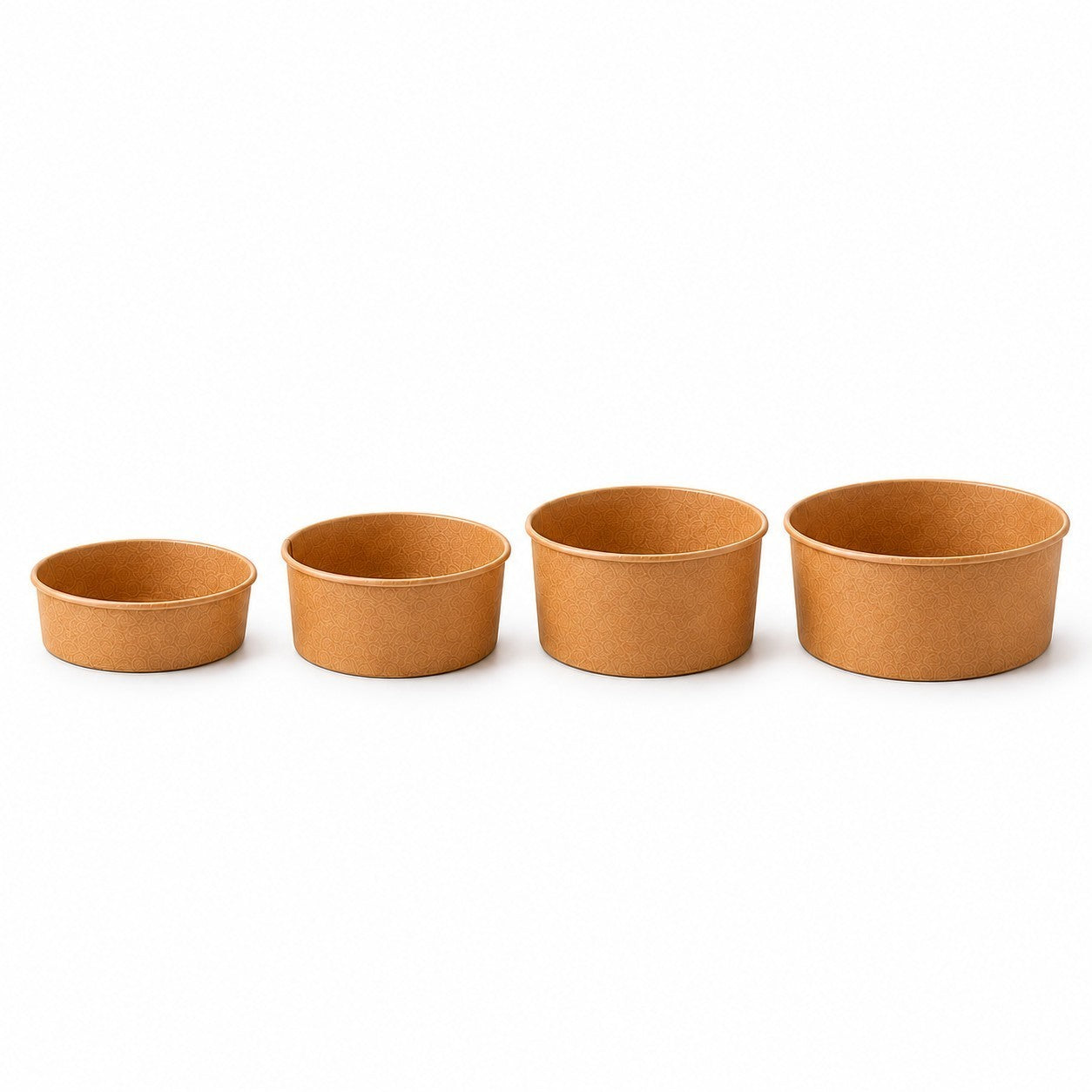 Food Packaging Direct round kraft paper food bowls in four different sizes for takeaway and catering use