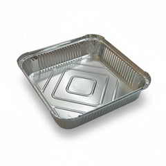 Food Packaging Direct 9x9x1.5 inch square heavy-duty aluminium foil takeaway container base
