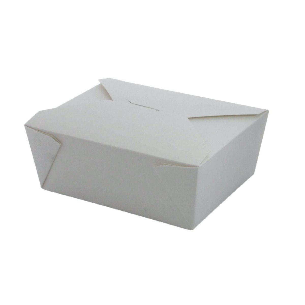 Food Packaging Direct no8 white compostable cardboard food container with a secure foldable interlock lid