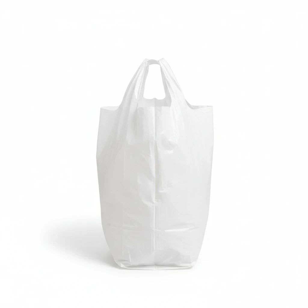 Food Packaging Direct white high-density polythene vest carrier bag for retail or home use