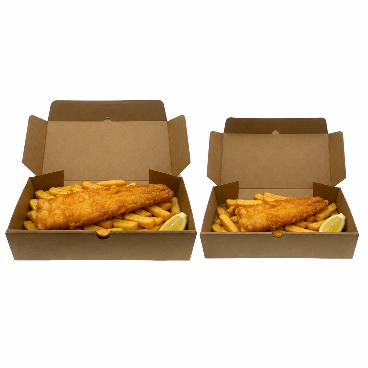 Corrugated Kraft Fish & Chips Box (2 Sizes)