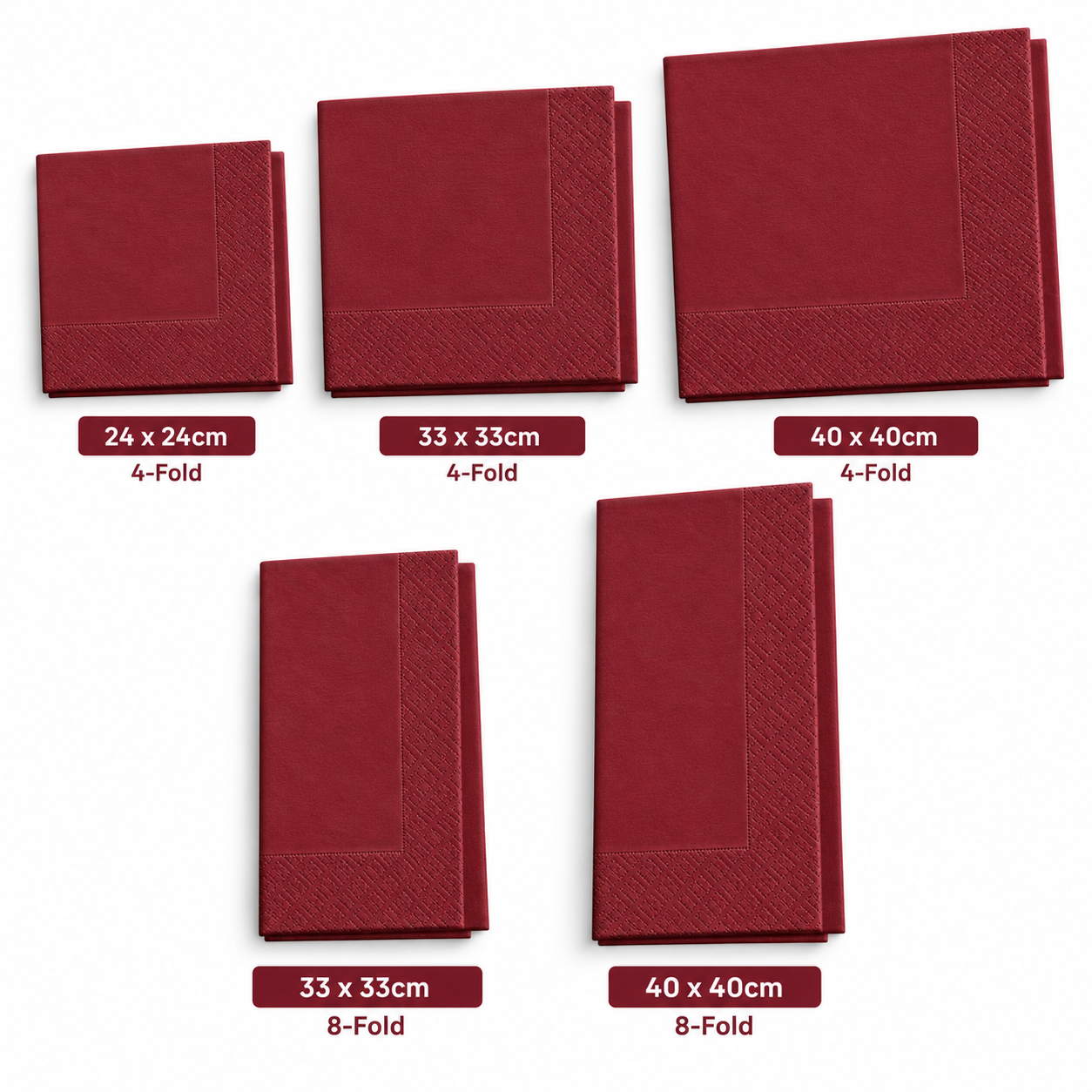 Poppies 2ply Bordeaux Napkin (5 Sizes)
