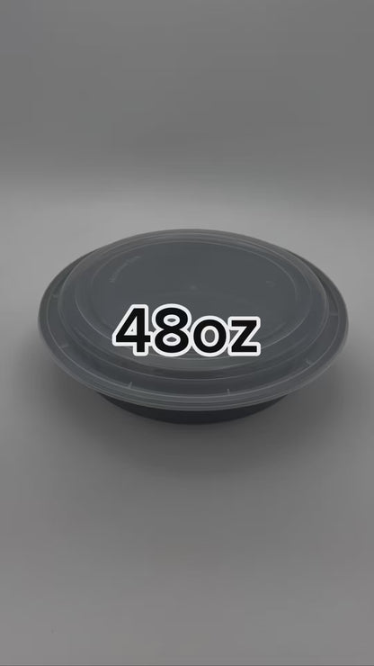 Round Black Microwaveable Container & Clear Lid (2 Sizes)