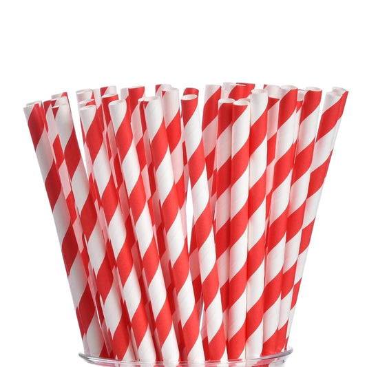 Red Stripe Smoothie Paper Straws
