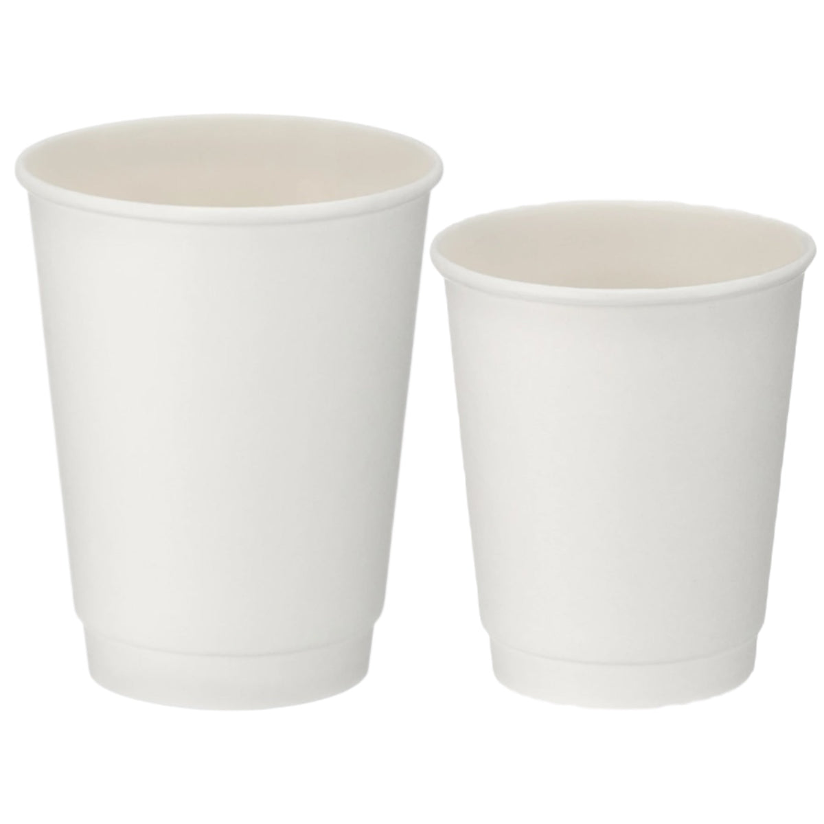 Two white paper cups