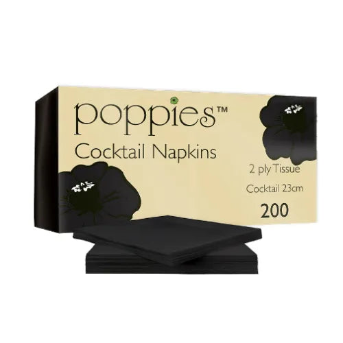 Poppies 24x24 2ply Black Napkin