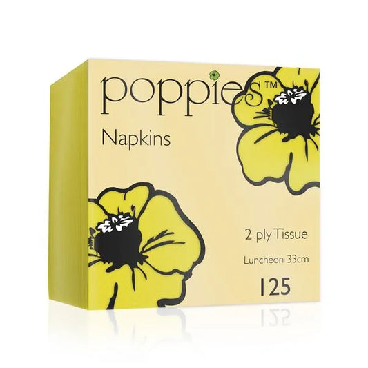 Poppies 33x33 2ply Yellow Napkin