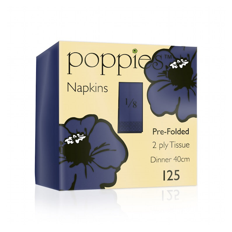 Poppies 40x40 (8-fold) 2ply Navy Blue Napkin