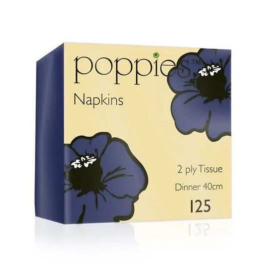 Poppies 40x40 2ply Navy Blue Napkin