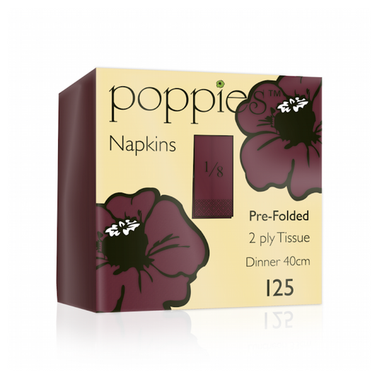 Poppies 40x40 (8-fold) 2ply Bordeaux Napkin