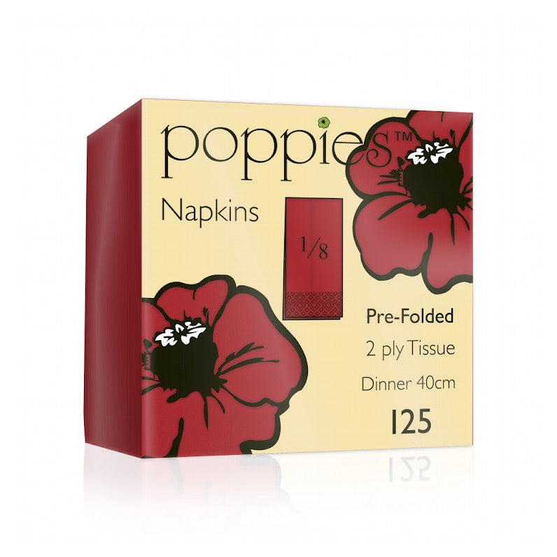 Poppies 40x40 (8-fold) 2ply Red Napkin