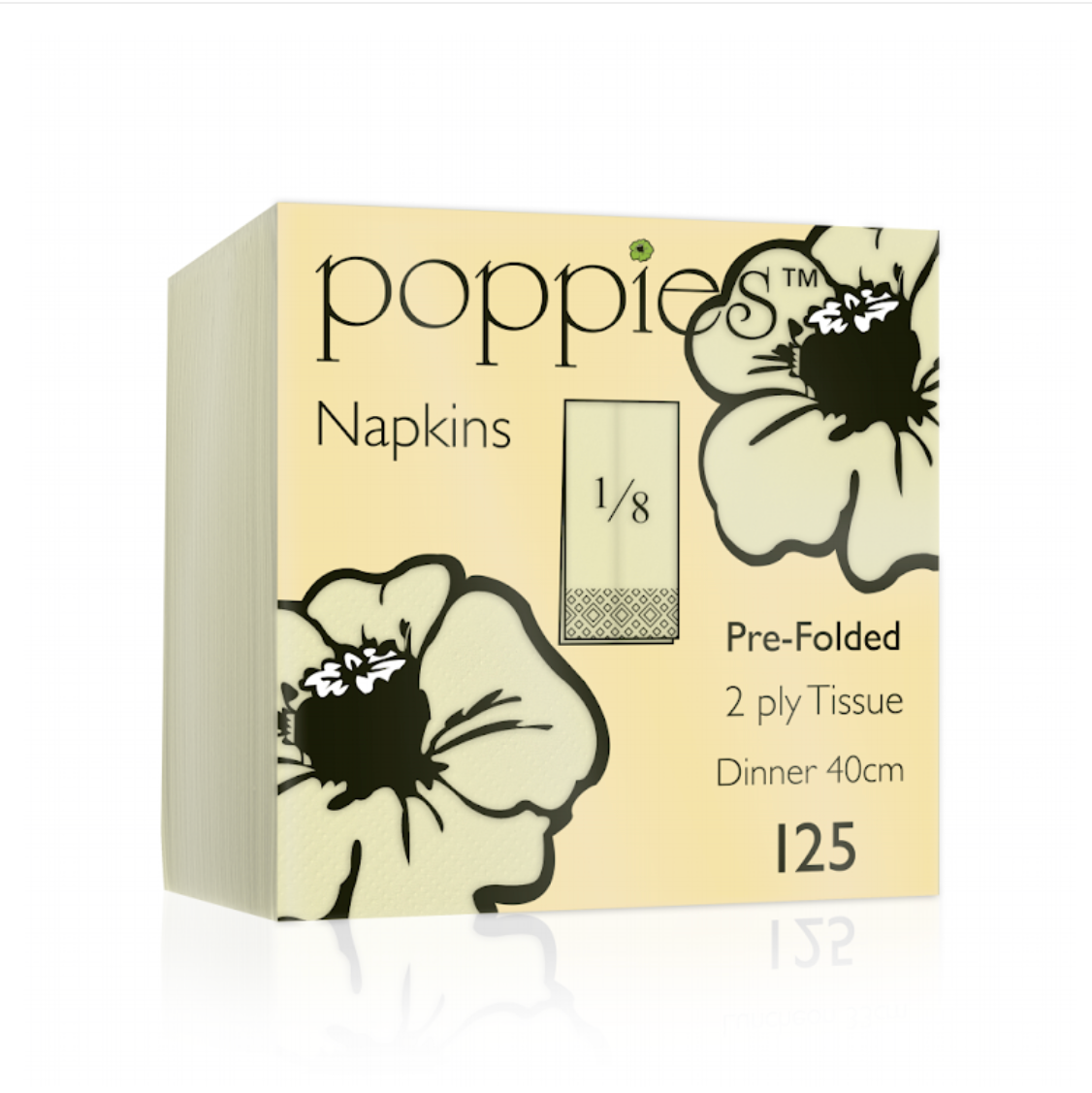 Poppies 40x40 (8-fold) 2ply Buttermilk Napkin
